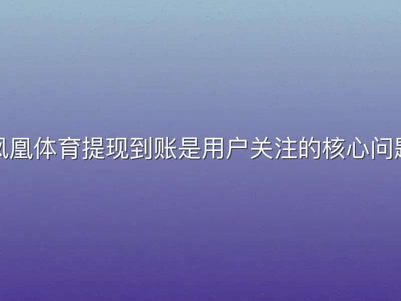 凤凰体育提现到账是用户关注的核心问题